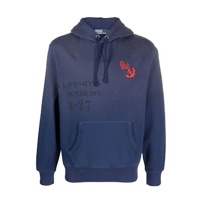 Ralph Lauren Blue Hoodie Long Sleeve Sweatshirt with Letter Design 710909947001