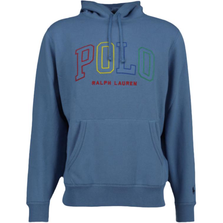 Ralph Lauren Blue Hoodie Pullover with Lettering Long Sleeve 710926600-003