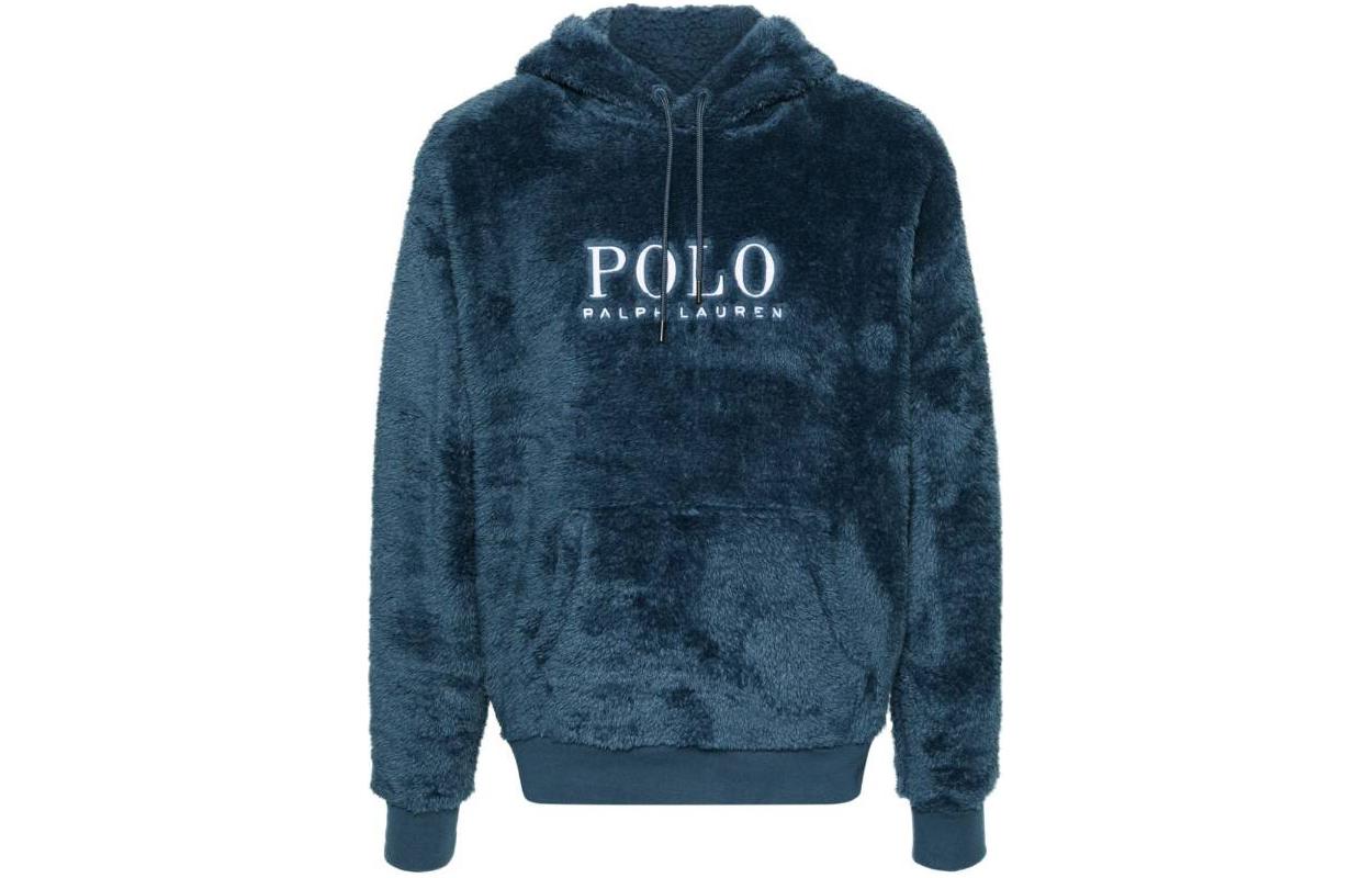 Ralph Lauren Blue Hoodie with Embroidered Lettering 710929595-002