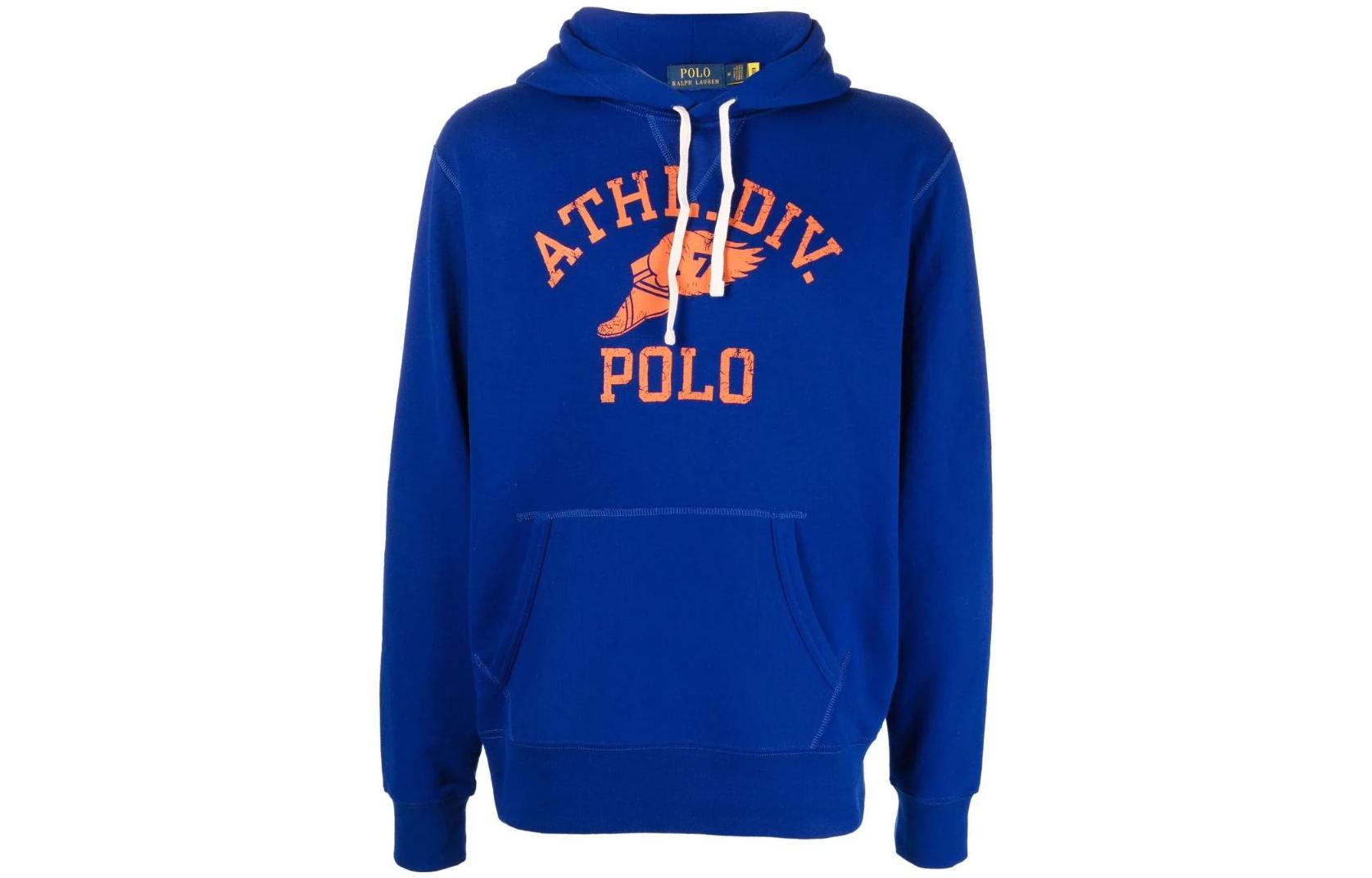 Ralph Lauren Blue Hoodie with Letter Print Long Sleeves Pullover 710865361-002