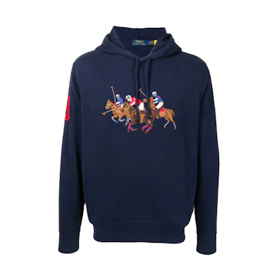 Ralph Lauren Blue Hoodie with Logo Print and Embroidered Design 710823853-001