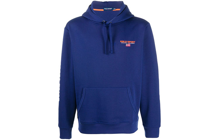 Ralph Lauren Blue Pullover Hoodie with Front Logo 710800486-001