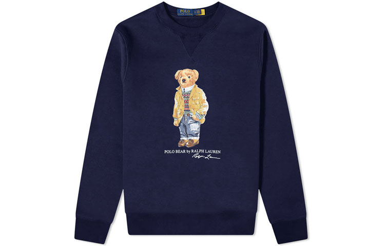 Ralph Lauren Blue Sweatshirt with Polar Bear Graphic 710829165-001