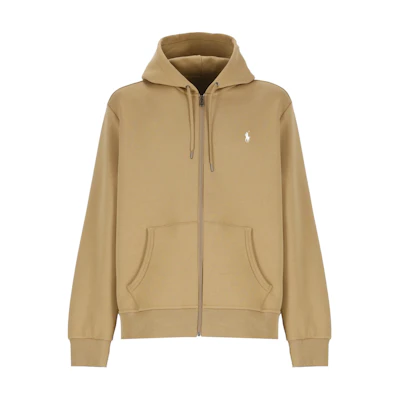 Ralph Lauren Brown Logo Zip-Up Hoodie with Hood Long Sleeve 710881517-054