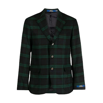 Ralph Lauren Buttoned V-Neck Plaid Jacket Blazer 715929629-001