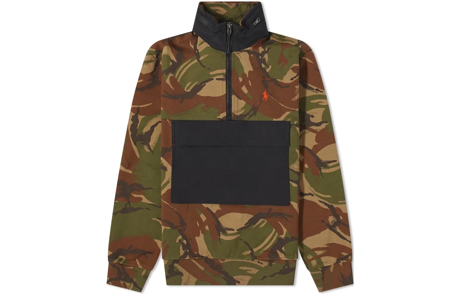 Ralph Lauren Camo Half-Zip Mock Neck Pullover Sweatshirt Camo 710814219-006