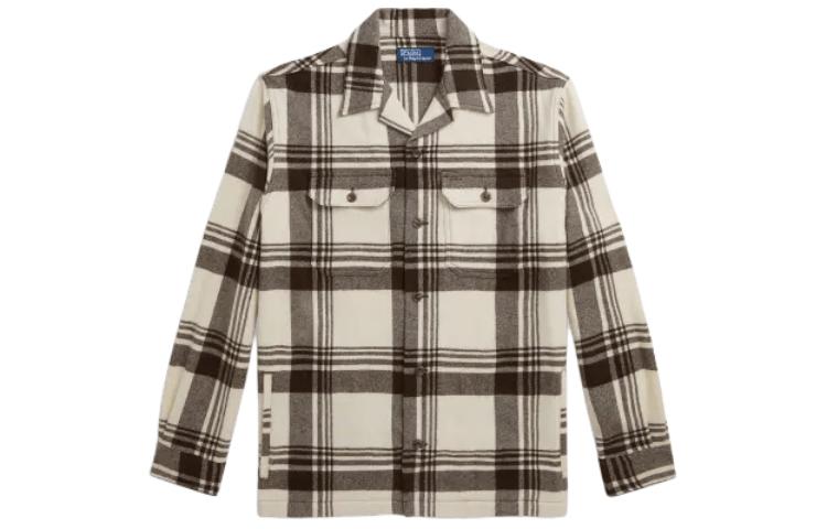 Ralph Lauren Classic Fit Plaid Wool Camp Workshirt Khaki Jacket for Men MNPOWOV16823-298