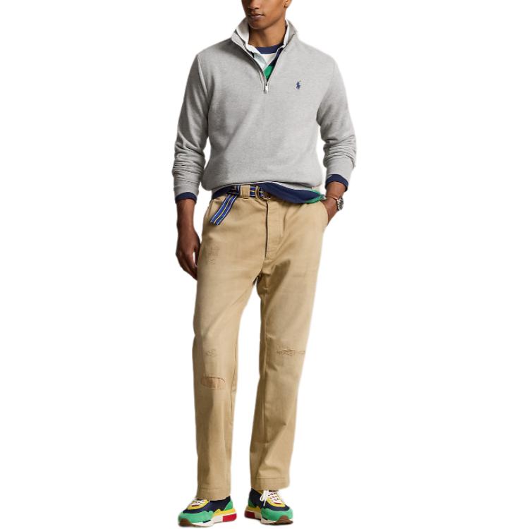 Lookbook Ralph Lauren Baju Sejuk Lelaki Half-Zip Logo Sulam Kelabu MNPOKNI16821949-020