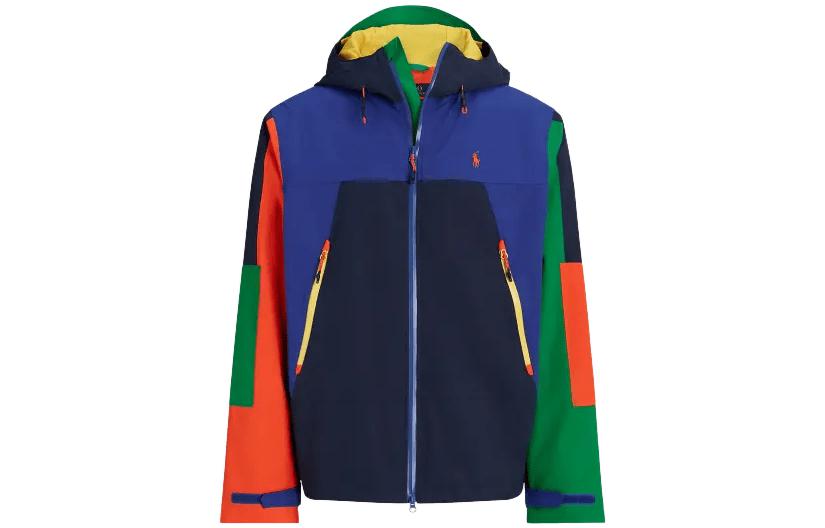 Ralph Lauren Color-Blocked Zip Drawstring Hooded Jacket Blue MNPOOTW16021-200