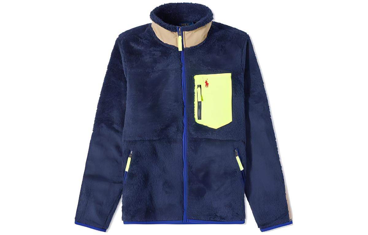 Ralph Lauren Colorblock Logo Embroidered Zip Pocket Jacket Navy Blue 710891063-001