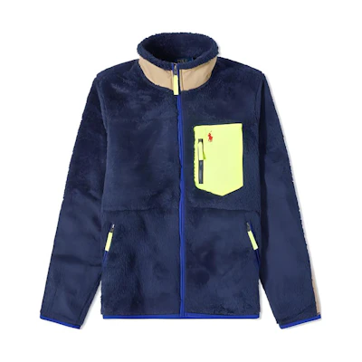 Ralph Lauren Colorblock Logo Embroidered Zip Pocket Jacket Navy Blue 710891063-001