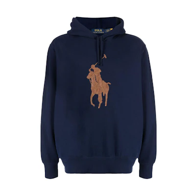 Ralph Lauren Colorblock Logo Hoodie Navy Blue Long Sleeve Sweatshirt 710918019-001