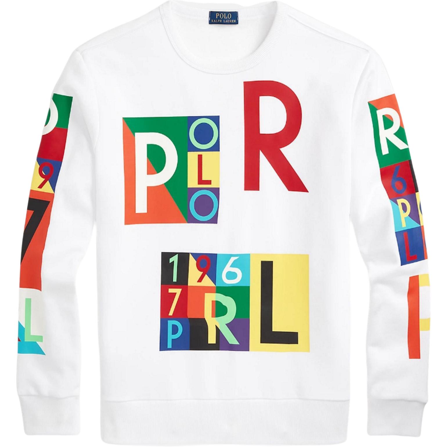 Ralph Lauren Colorblock Logo Print Crewneck Sweatshirt White Men’s 710926982-001
