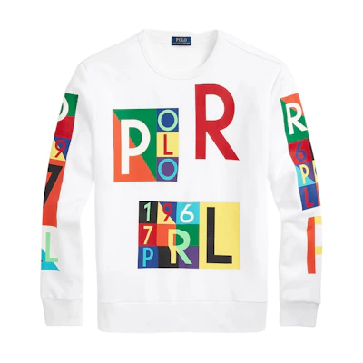 Ralph Lauren Colorblock Logo Print Crewneck Sweatshirt White Men’s 710926982-001