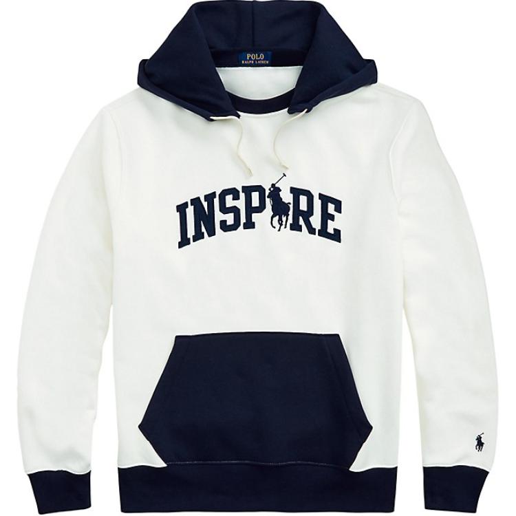 Ralph Lauren Colorblock Logo Pullover Hoodie White Sweatshirt 882926151-932