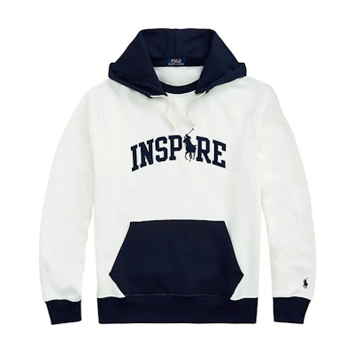 Ralph Lauren Colorblock Logo Pullover Hoodie White Sweatshirt 882926151-932