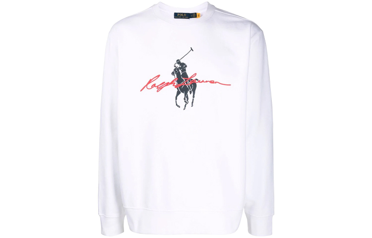 Ralph Lauren Crewneck Printed Fleece Sweatshirt White 710839054-001