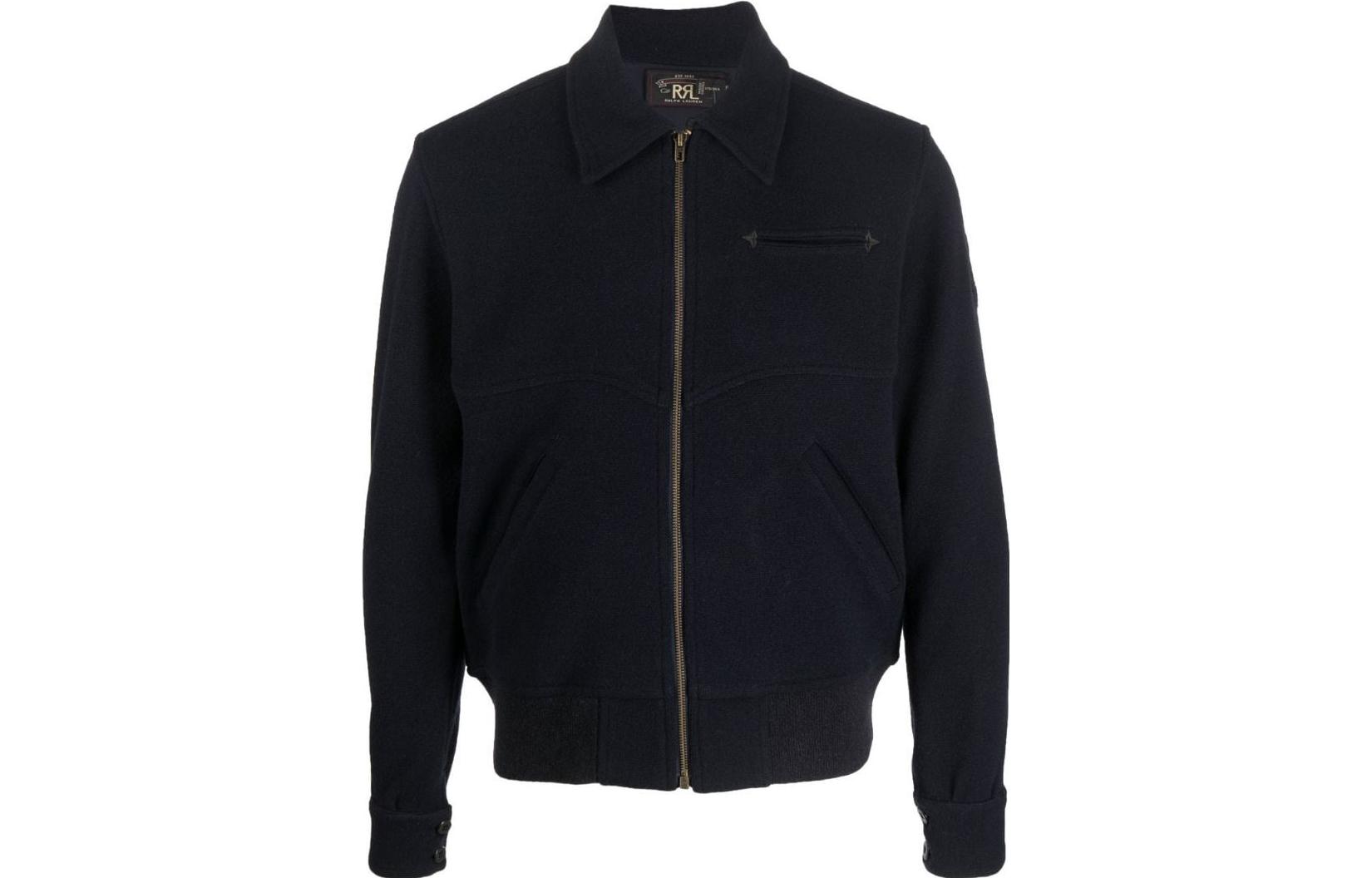 Ralph Lauren Double RL SS23 Black Solid Casual Zip-Up Bomber Jacket 782857185-001