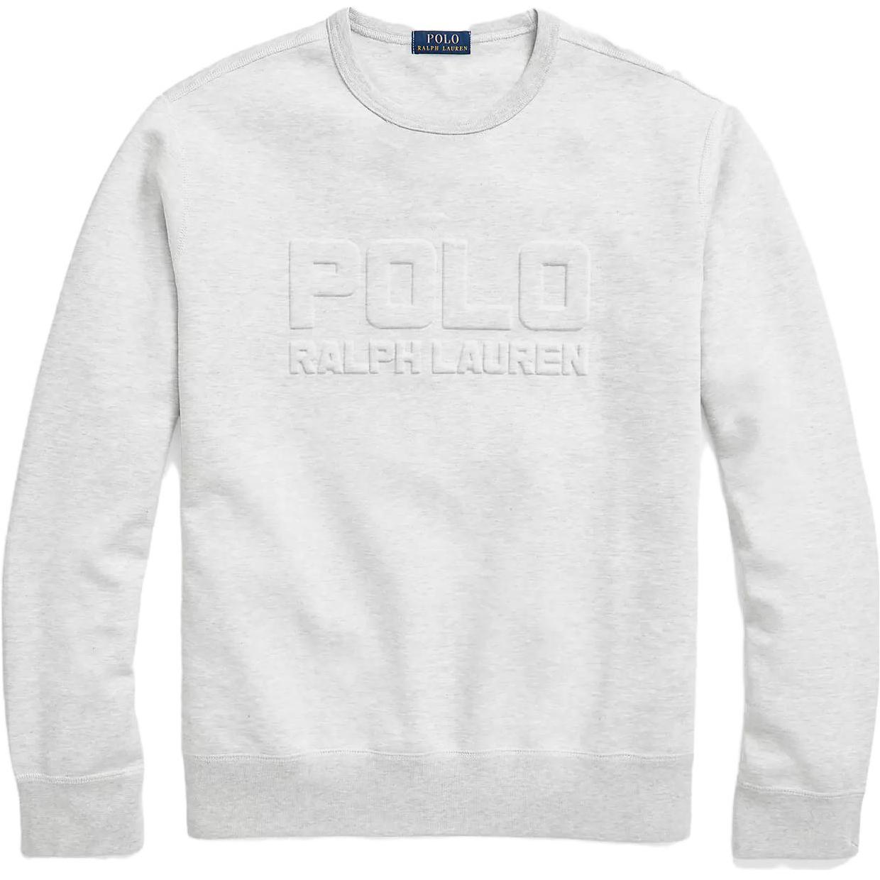 Ralph Lauren Embossed Logo Crewneck Sweatshirt Grey Long Sleeve 710895865-001