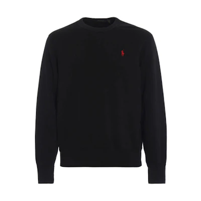 Ralph Lauren Embroidered Logo Black Cotton Crewneck Sweatshirt 710717112-003