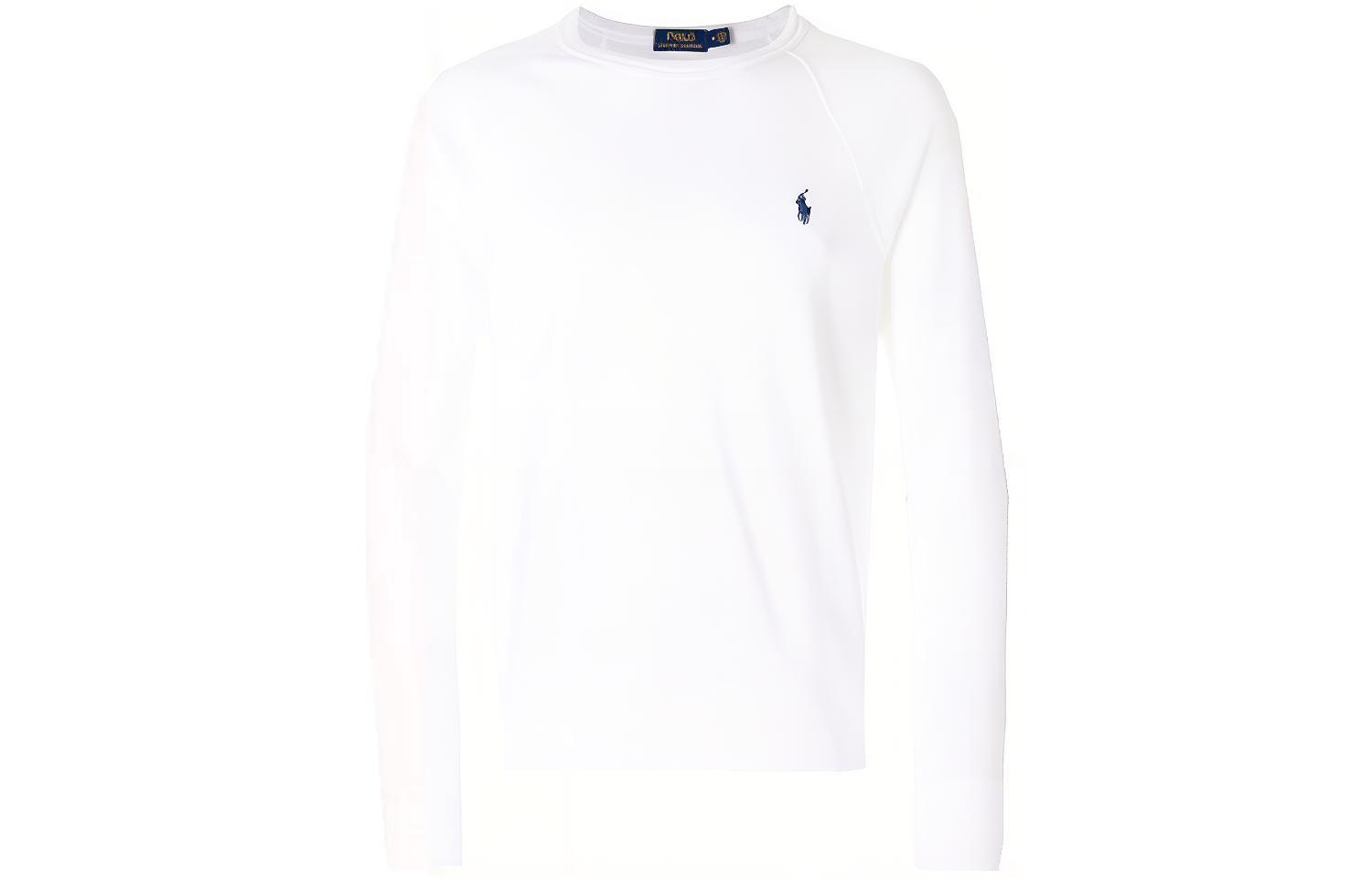 Ralph Lauren Embroidered Logo Crewneck Pullover Sweatshirt White 710644952-011