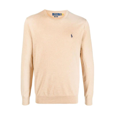 Ralph Lauren Embroidered Logo Crewneck Sweatshirt Camel Brown 710890558-005