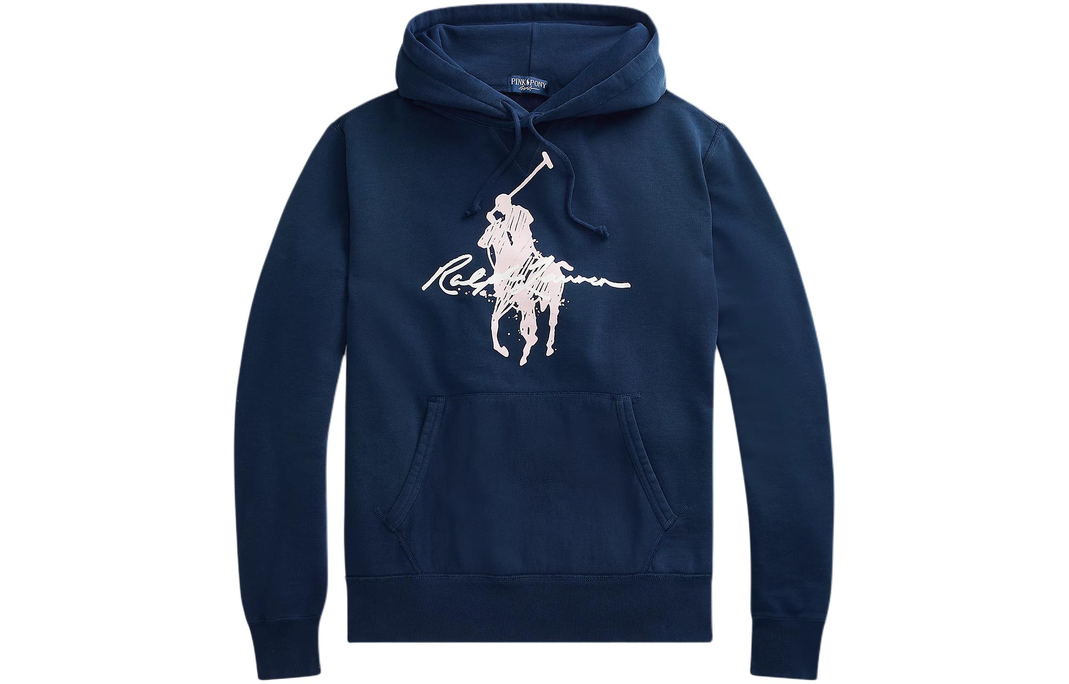 Ralph Lauren Embroidered Logo Drawstring Hoodie Navy Blue MNPOKNI16820361-410