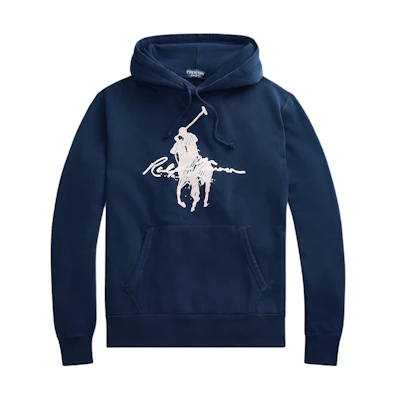 Ralph Lauren Embroidered Logo Drawstring Hoodie Navy Blue MNPOKNI16820361-410