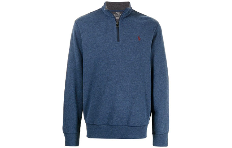 Ralph Lauren Embroidered Logo Half-Zip Loose Pullover Sweatshirt Blue 710812963-010