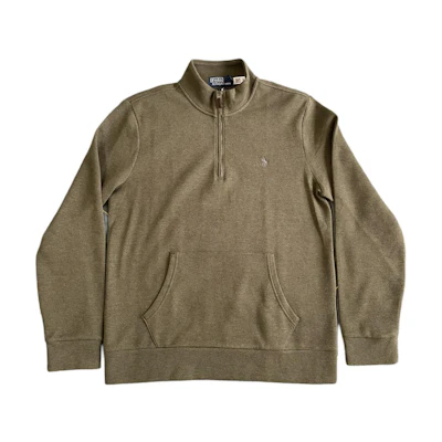 Ralph Lauren Embroidered Logo Zip-Up Casual Brown Sweatshirt Men’s Long Sleeve 710885934-002