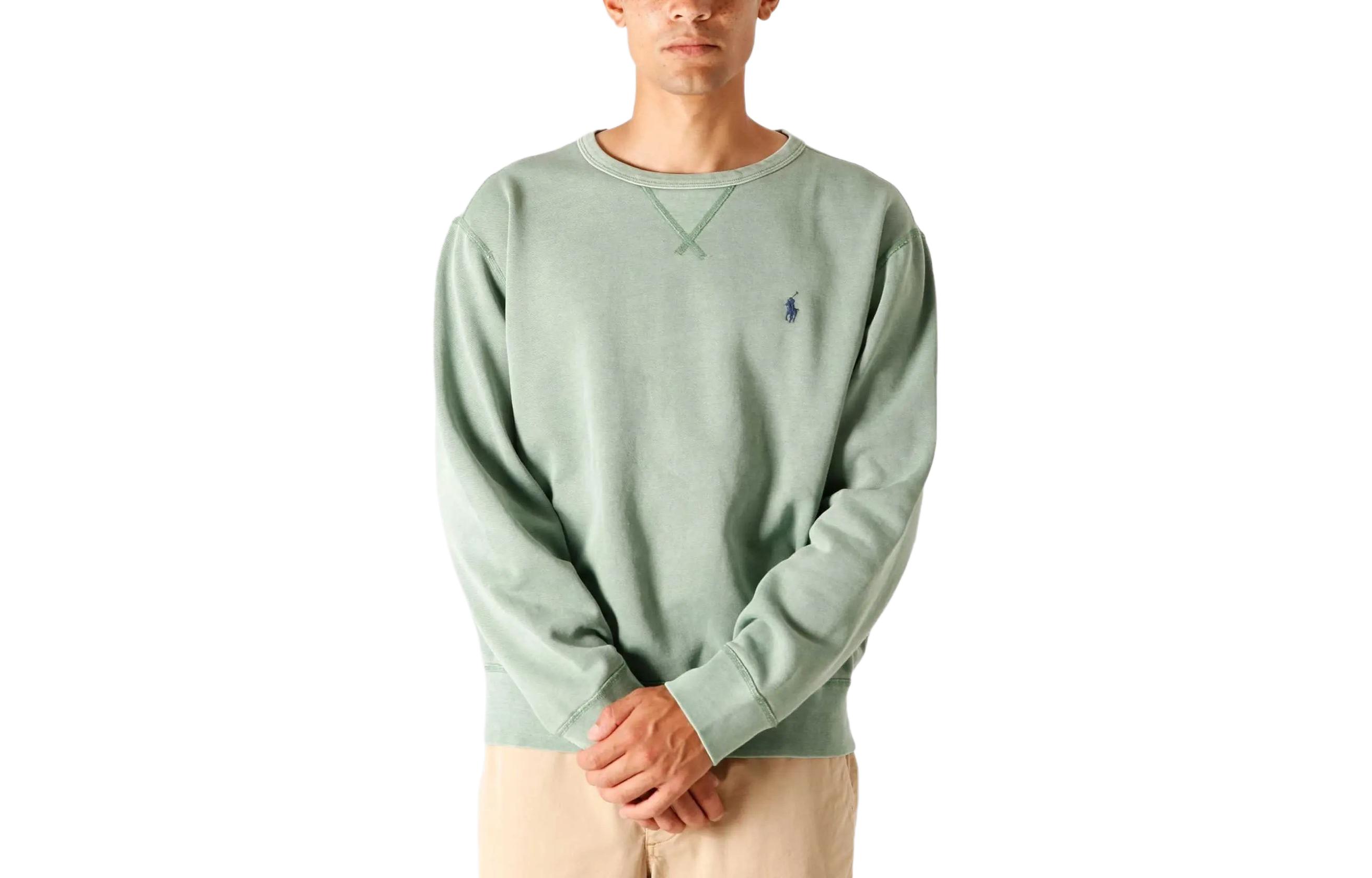Ralph Lauren Embroidered Pony Crewneck Long Sleeve Sweatshirt Light Green Men 710792815-006