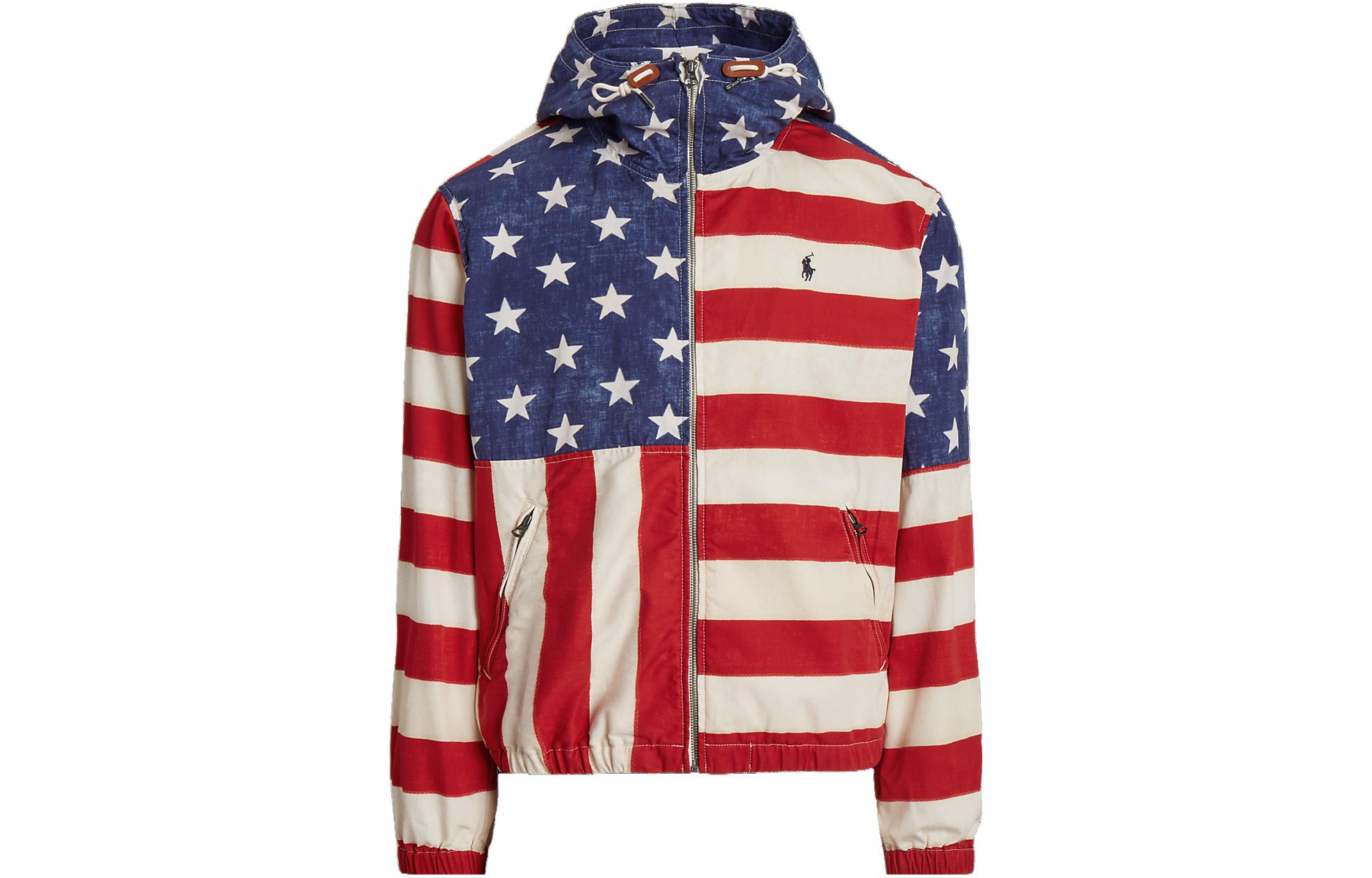 Ralph Lauren Flag Print Red Zip Hoodie Jacket for Men MNPOOTW16021161-999