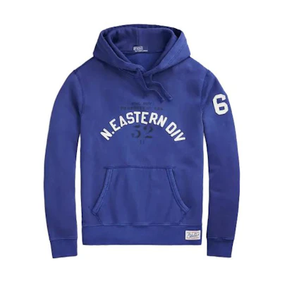 Ralph Lauren Fleece Graphic Hoodie Blue Alphabet Numeric Print MNPOKNI16823-158