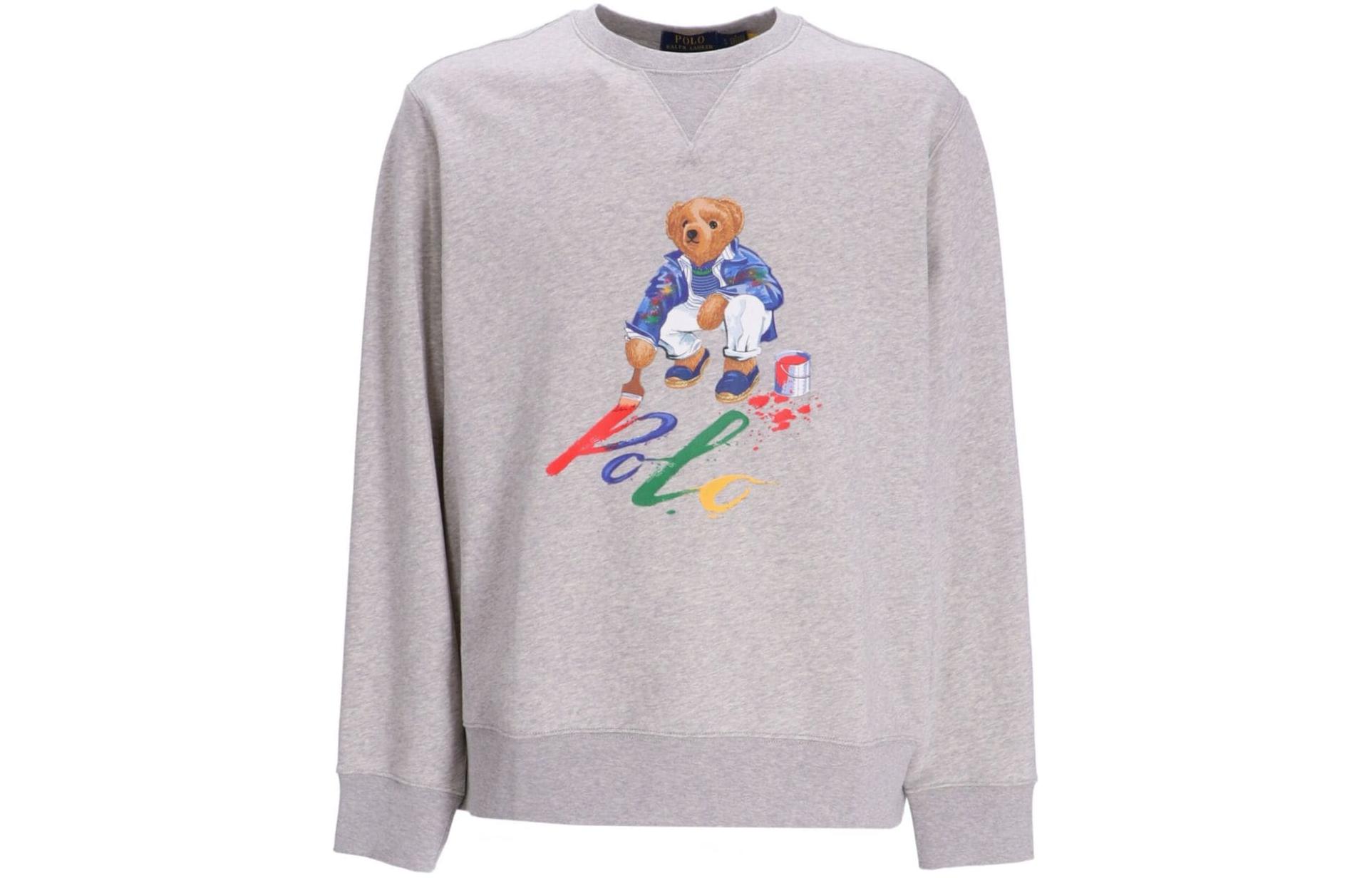 Ralph Lauren Fleece Sweatshirt with Bear Print in Gray 710853308-029