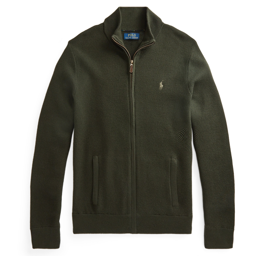 Ralph Lauren Full-Zip Knit Jacket with Pony Logo Embroidery Dark Green MNPOSWE16820794-300