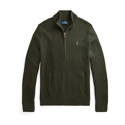 Ralph Lauren Full-Zip Knit Jacket with Pony Logo Embroidery Dark Green MNPOSWE16820794-300