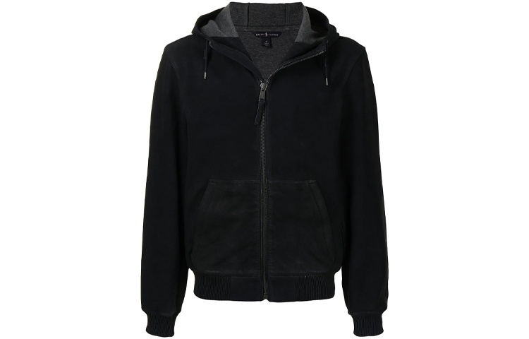 Ralph Lauren FW21 Black Suede Hooded Jacket for Men 710832238-001
