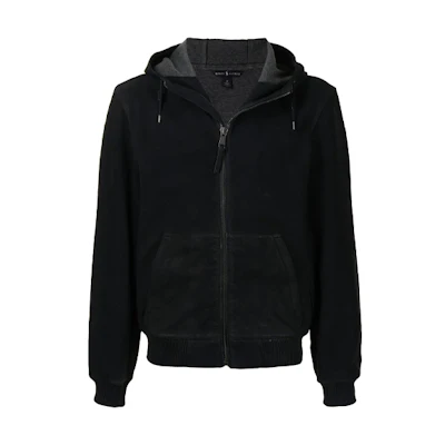 Ralph Lauren FW21 Black Suede Hooded Jacket for Men 710832238-001