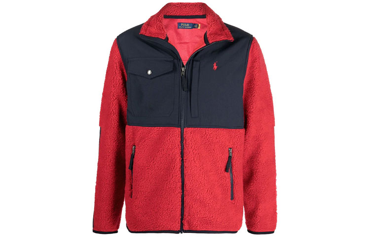 Ralph Lauren FW21 Colorblock Fleece Zip Jacket Red 710850412-004