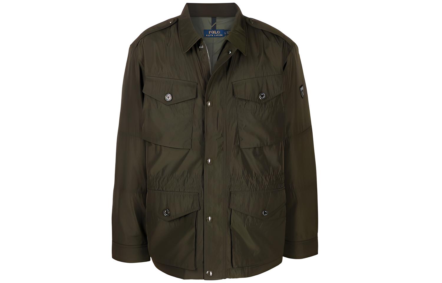 Ralph Lauren FW21 Green Solid Multi-Pocket Windproof Logo Jacket 710847080-002