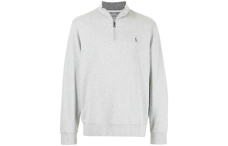 Ralph Lauren FW21 Grey Half-Zip Pullover Sweatshirt with Embroidered Logo 710812963-002