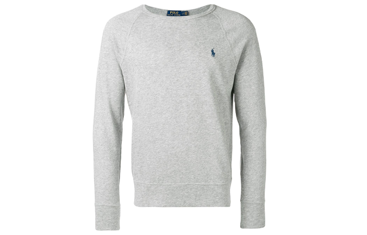 Ralph Lauren FW21 Grey Logo Embroidered Long Sleeve Sweatshirt 710644952-023