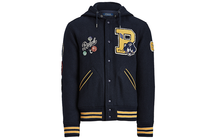 Ralph Lauren FW21 Iconic Brooch Hoodie Logo Jacket Navy Blue MNPOOTW16020655