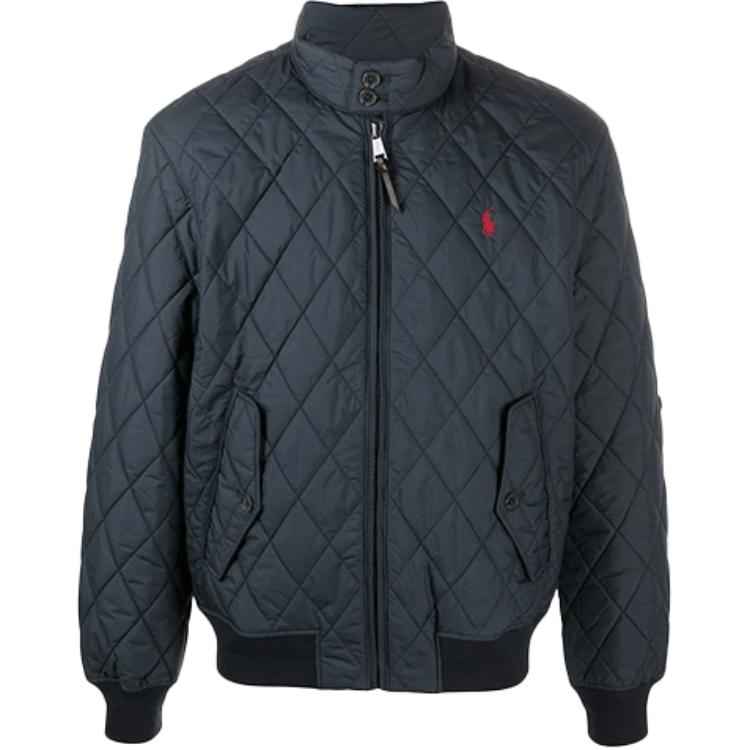 Ralph Lauren FW21 Quilted Logo Bomber Jacket Blue Long Sleeve Zip-Up 710810211-001