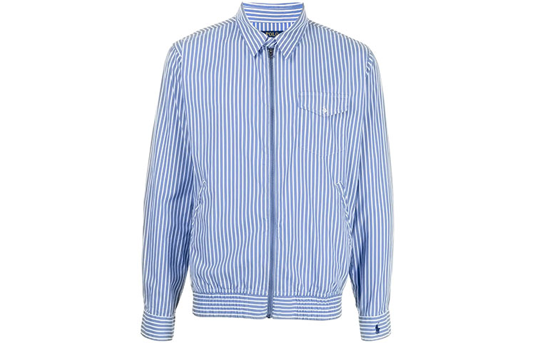 Ralph Lauren FW21 Striped Shirt Jacket Blue 710843375-001