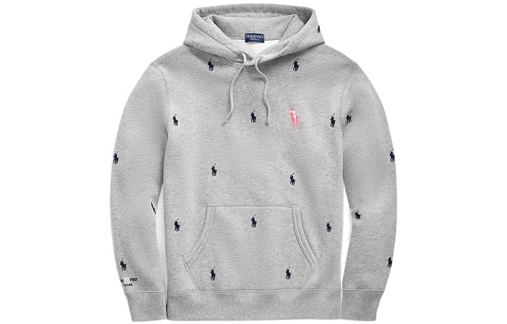 Ralph Lauren FW22 All-Over Print Hoodie Grey Long Sleeve MNPOKNI16820959-020