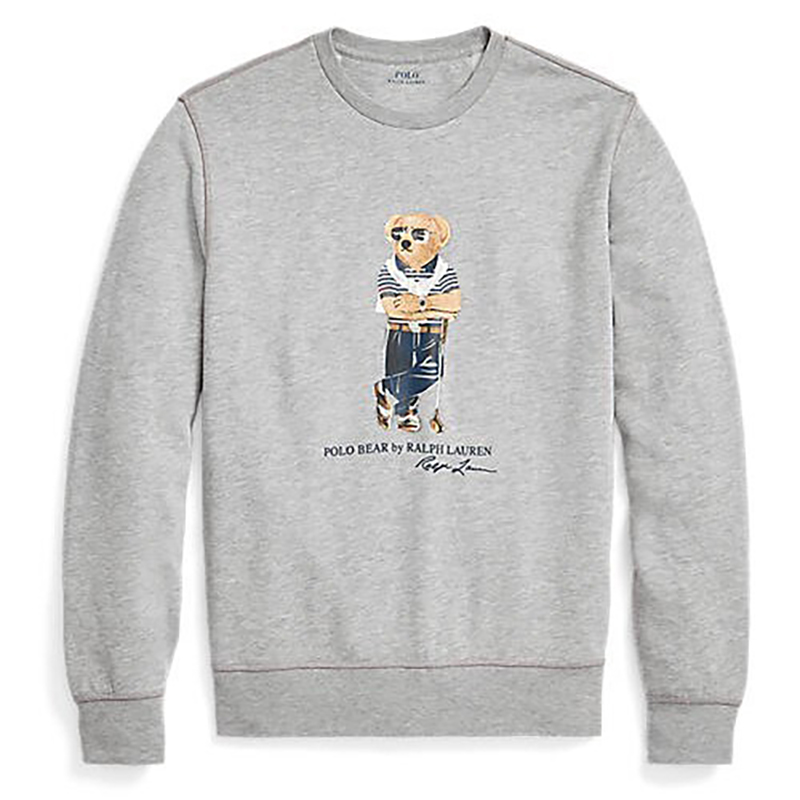 Ralph Lauren FW22 Bear Print Crewneck Pullover Sweatshirt Men’s Grey MNPOKNI16822128-020