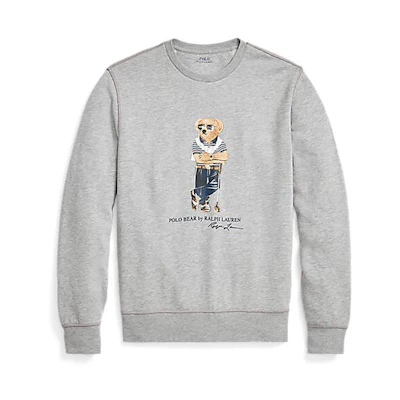 Ralph Lauren FW22 Bear Print Crewneck Pullover Sweatshirt Men’s Grey MNPOKNI16822128-020