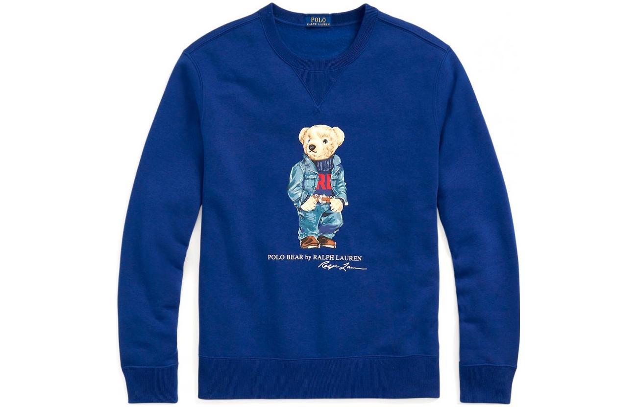 Ralph Lauren FW22 Bear Print Crewneck Sweatshirt Blue 710853308-016