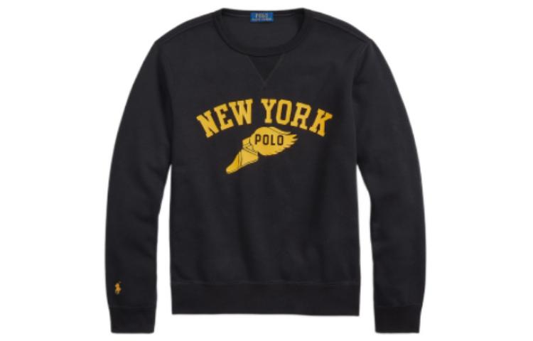 Ralph Lauren FW22 Black Crewneck Logo Knit Pullover Sweatshirt MNPOKNI16822295-001